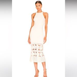 Tularosa Cream Sleeveless Dress with Lace Detail